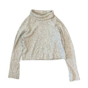 Curator SF Long Sleeve Boxy Fit Turtle Neck Sweater in Gray Marble Extra Small